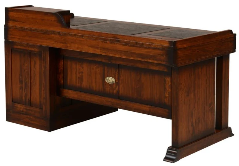 Casa Padrino Luxus Vintage Stil Schreibtisch Braun 160 x 85 x H. 93,5 cm - Massivholz Bürotisch mit 7 Schubladen - Vintage Stil Büro Möbel - Luxus Büro Möbel - Massivholz Büro Möbel
