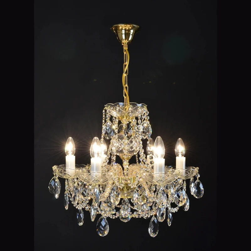 Casa Padrino Luxus Barock Kristall Kronleuchter Gold Ø 52 x H. 40 cm - Prunkvolle Messing Kronleuchter mit böhmischem Kristallglas - Barock Möbel - Edel & Prunkvoll