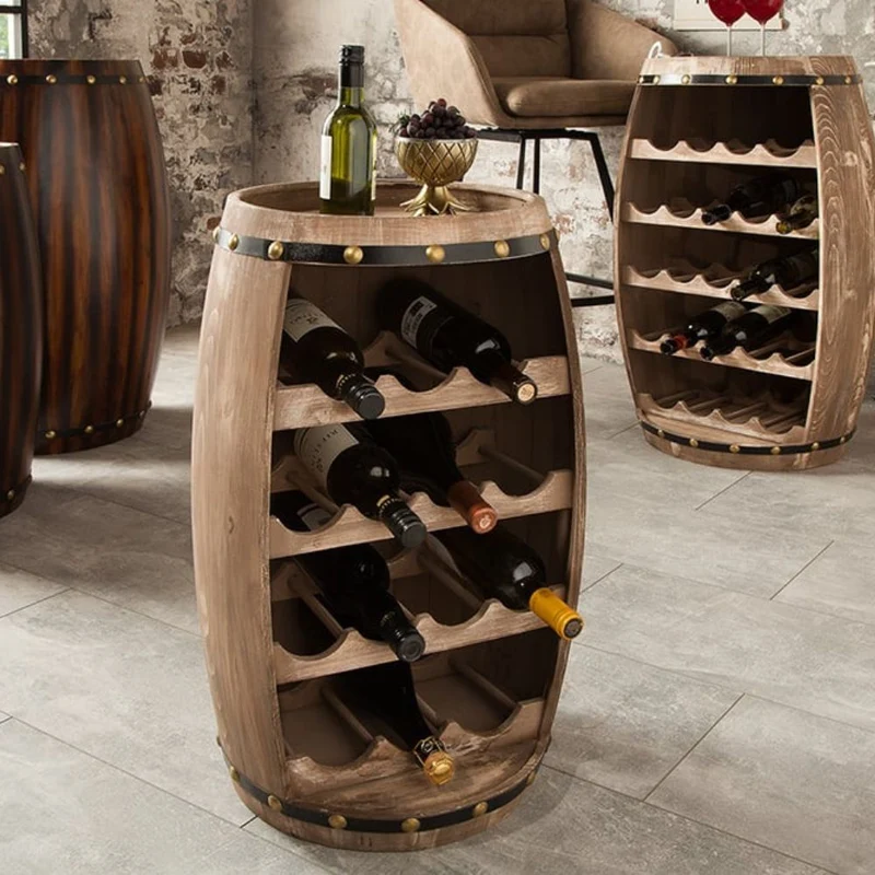 Originelles Flaschenregal BOTELLA 60cm natur Weinfass Pienienholz