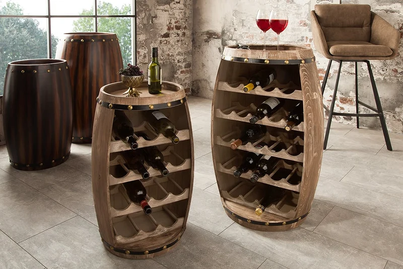 Originelles Flaschenregal BOTELLA 60cm natur Weinfass Pienienholz