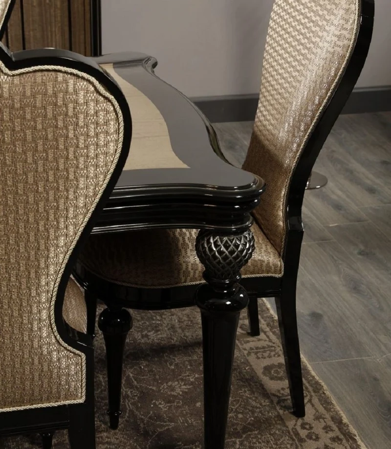 Casa Padrino Luxus Barock Esszimmer Set Gold / Schwarz - Handgefertigte Barock Esszimmer Möbel