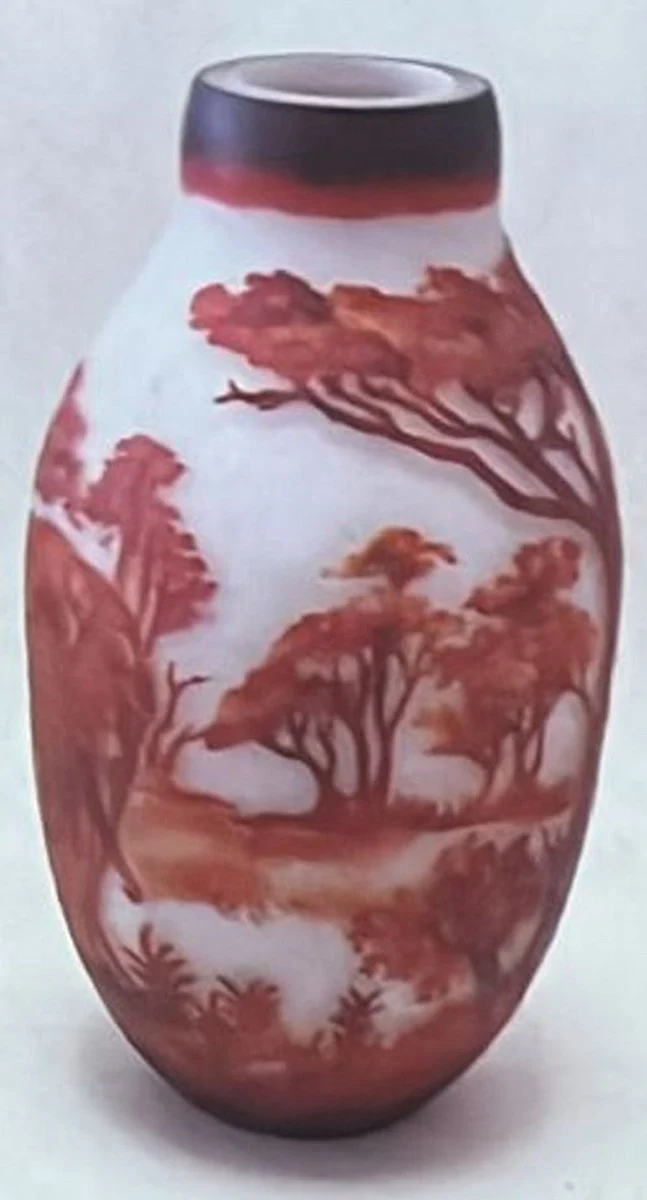 Casa Padrino Luxus Deko Glas Vase Mehrfarbig H. 33 cm - Runde Cameoglas Blumenvase - Luxus Deko Accessoires
