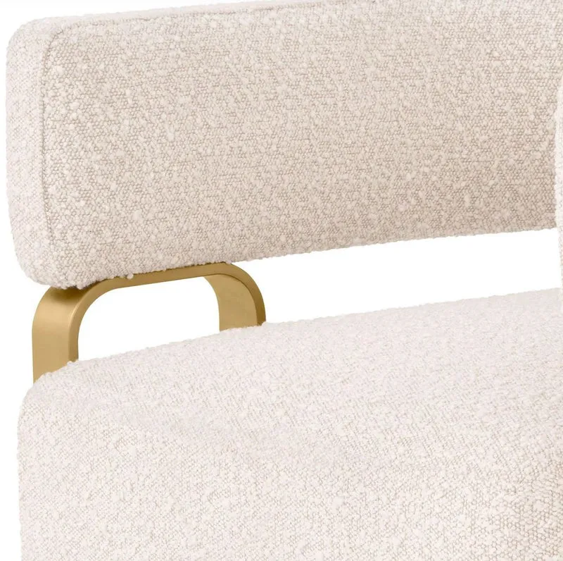 Casa Padrino Luxus Sessel Creme / Messing 73 x 66 x H. 70 cm - Wohnzimmer Sessel - Hotel Sessel - Wohnzimmer Möbel - Luxus Möbel - Wohnzimmer Einrichtung - Luxus Einrichtung - Möbel Luxus