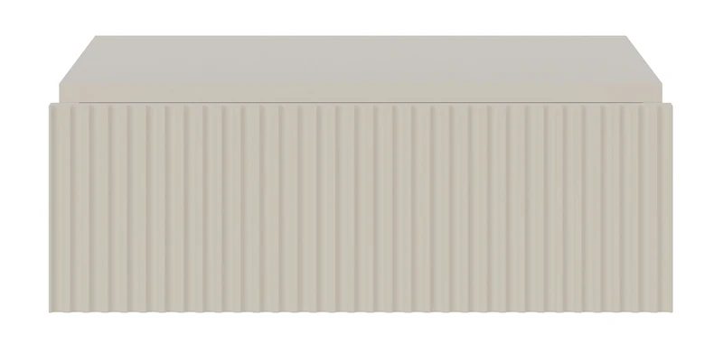 Nachttisch Veldio mit gefräster Front und Schublade 50 cm Grau Beige, hängend