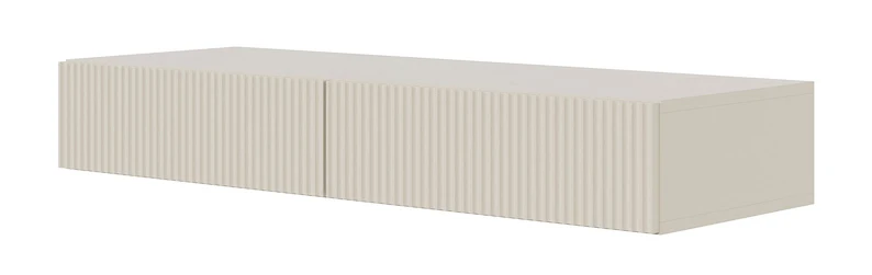 Toilettentisch Veldio mit gefräster Front und zwei Schubladen, 110 cm, hängend, grau-beige