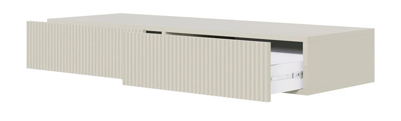 Toilettentisch Veldio mit gefräster Front und zwei Schubladen, 110 cm, hängend, grau-beige