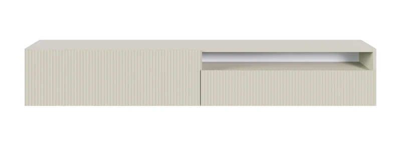 TV-Schrank Veldio mit gefräster Front und Nische, 175 cm, Grau-Beige, hängend