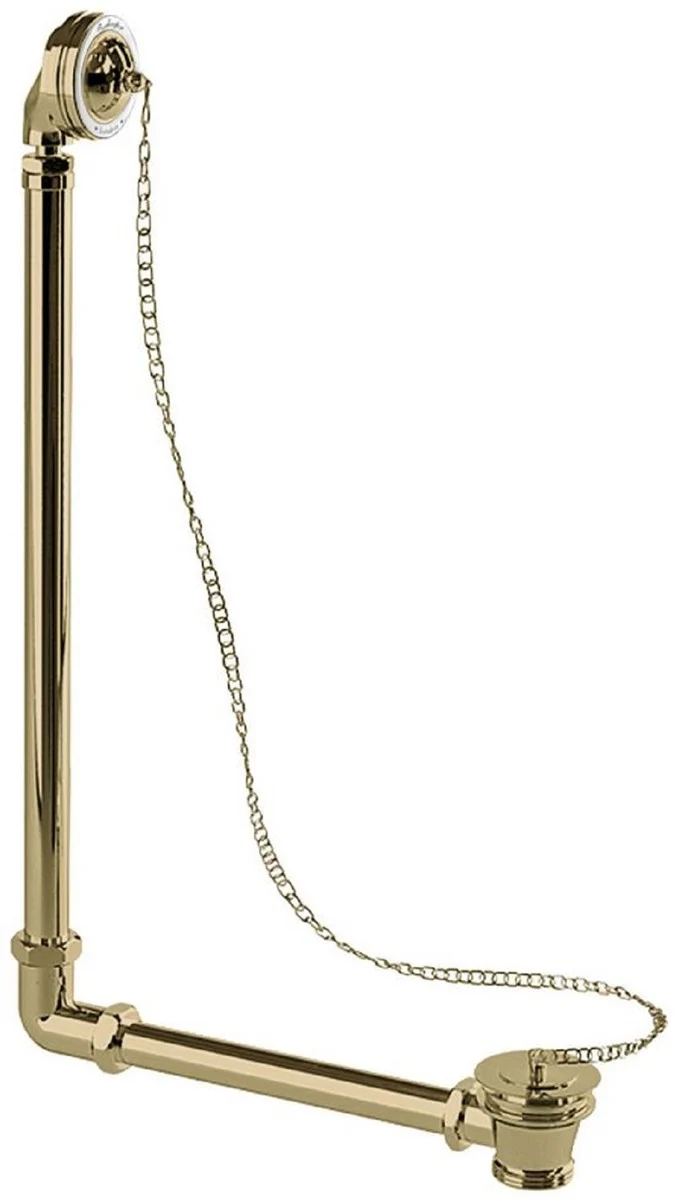 Casa Padrino Luxus Jugendstil Badewannen Ablauf Gold 31,8 x H. 56,3 cm - Messing Badewannen Ablauf mit Stöpsel & Kette für freistehende Badewannen - Barock & Jugendstil Badezimmer Zubehör