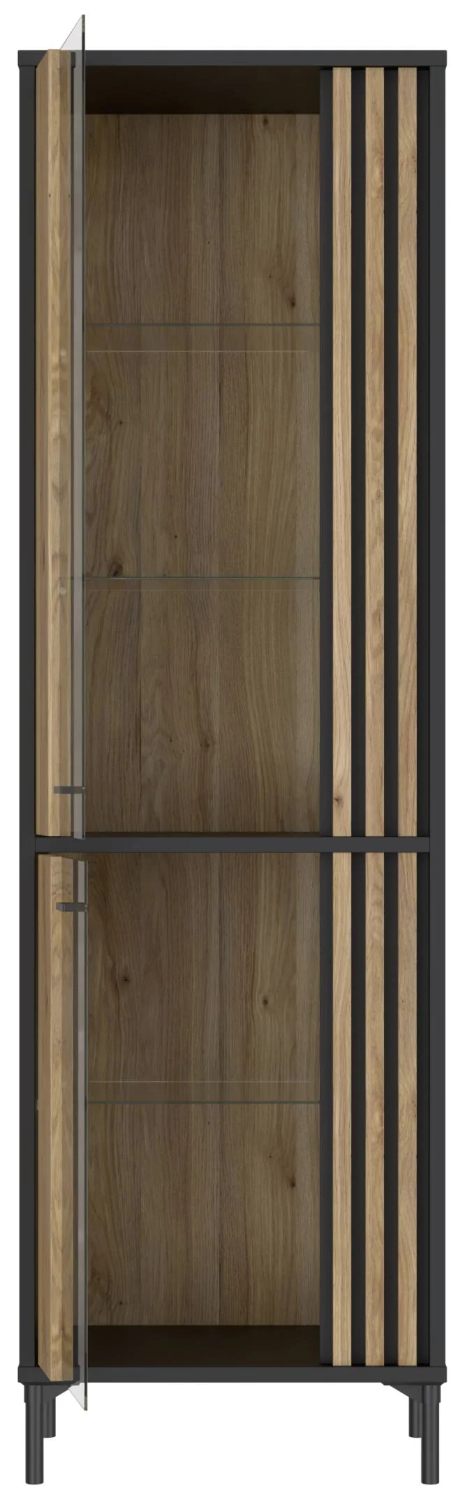 Vitrine JOAKIMIS mit 2 Türen in Schwarz / Mauvella Eiche Optik, Forte