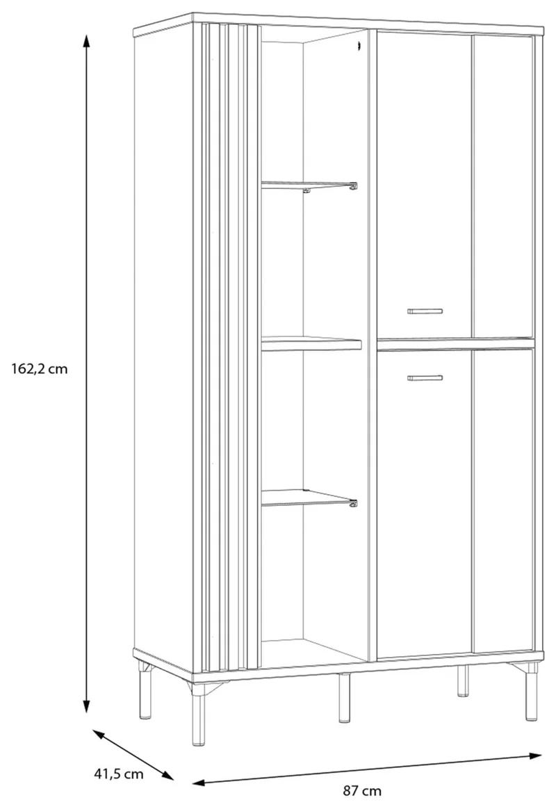 Highboard Vitrine JOAKIMIS in Schwarz / Mauvella Eiche Optik, Forte