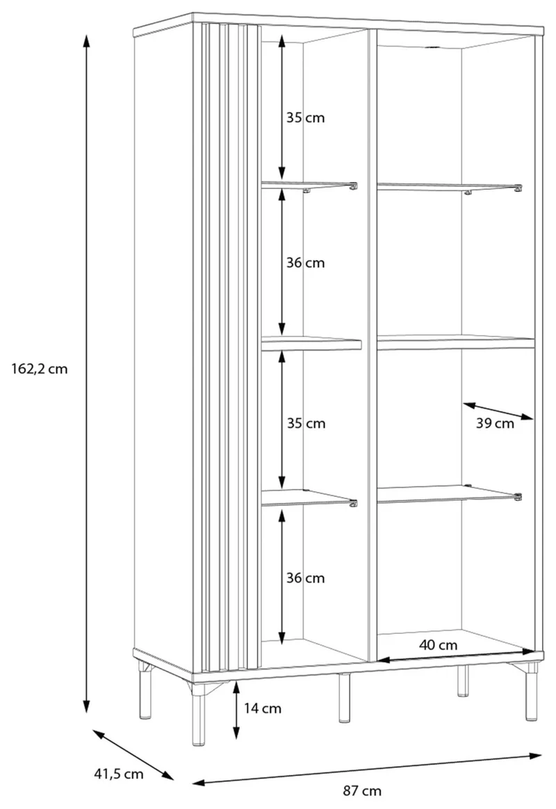Highboard Vitrine JOAKIMIS in Schwarz / Mauvella Eiche Optik, Forte