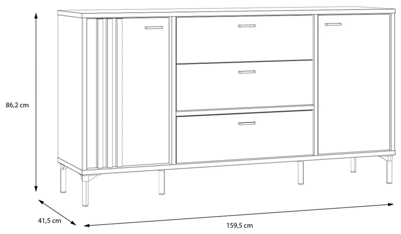 Sideboard Kommode JOAKIMIS in Schwarz / Mauvella Eiche Optik, Forte