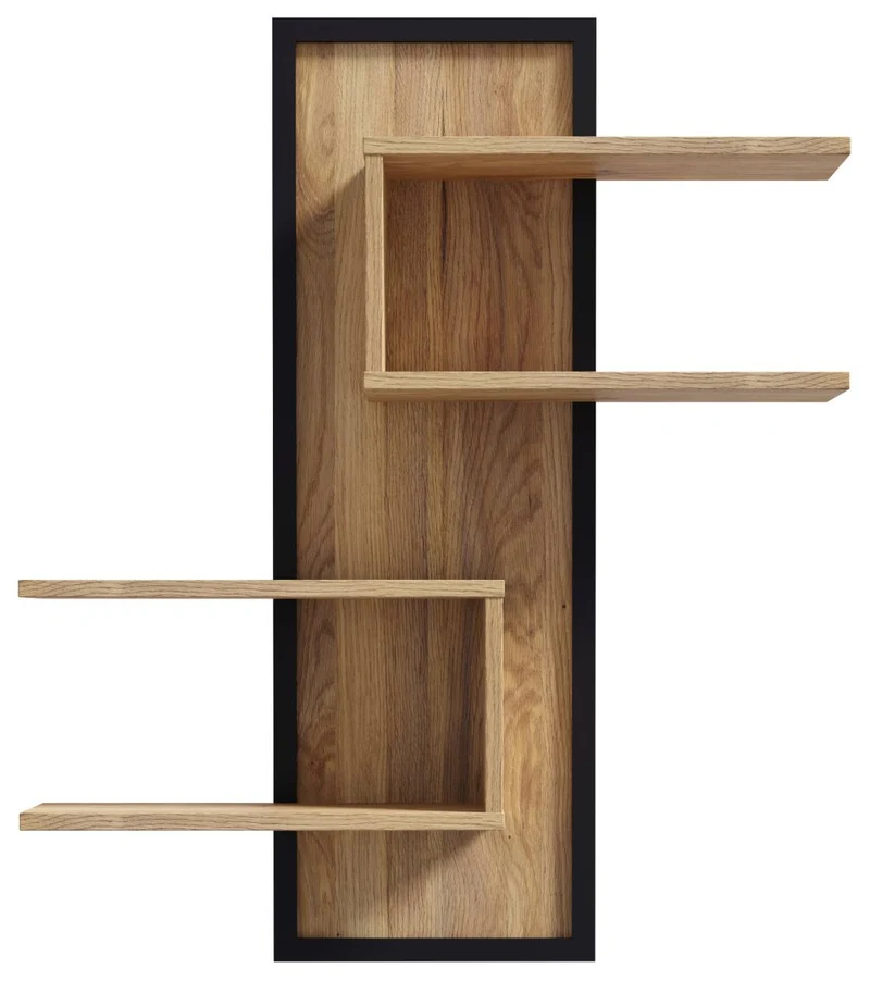 Wandboard JYTANA mit 4 Ablagen Optik: Mauvella Eiche / Schwarz