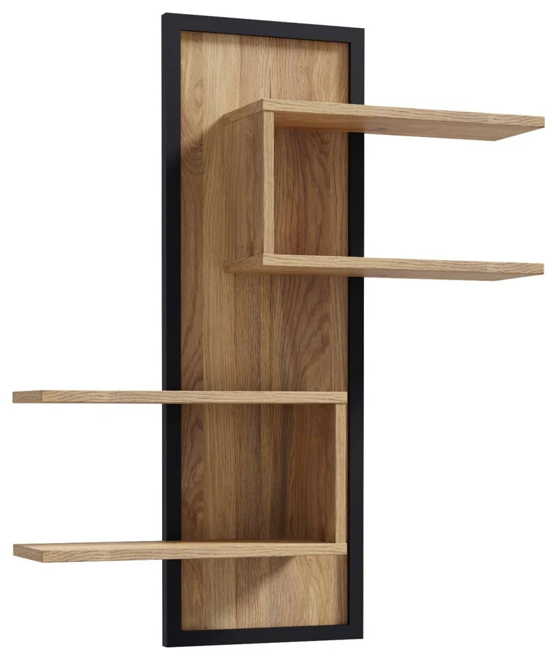 Wandboard JYTANA mit 4 Ablagen Optik: Mauvella Eiche / Schwarz