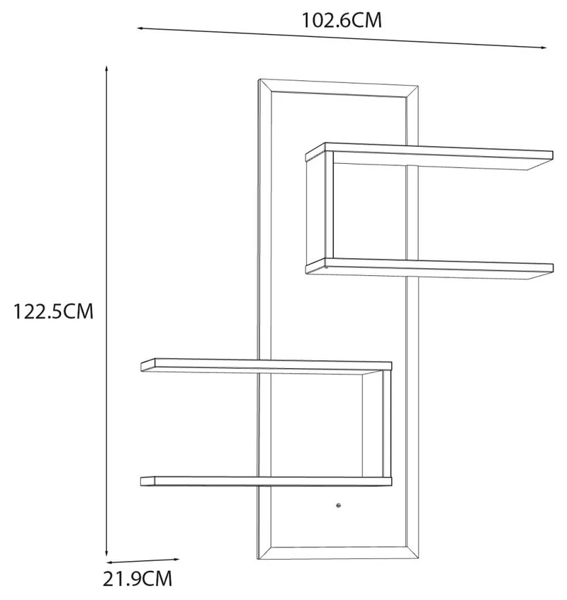 Wandboard JYTANA mit 4 Ablagen Optik: Mauvella Eiche / Schwarz