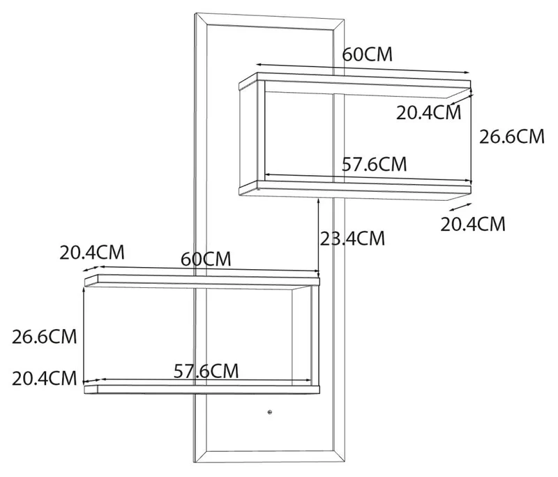 Wandboard JYTANA mit 4 Ablagen Optik: Mauvella Eiche / Schwarz