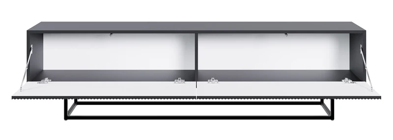 TV-Schrank Veldio mit gefräster Front 175 cm Schwarz mit schwarzen Beinen