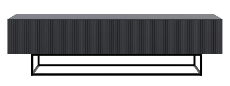 TV-Schrank Veldio mit gefräster Front 175 cm Schwarz mit schwarzen Beinen