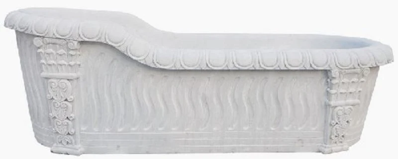Casa Padrino Luxus Barock Badewanne Weiß 180 cm - Freistehende Marmor Badewanne - Bad Accessoires - Edel & Prunkvoll