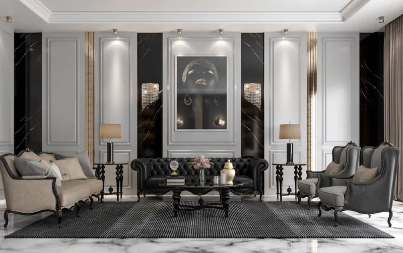 Casa Padrino Luxus Barock Couchtisch Schwarz Ø 114 x H. 47 cm - Runder Massivholz Wohnzimmertisch - Edle Barock Wohnzimmer Möbel