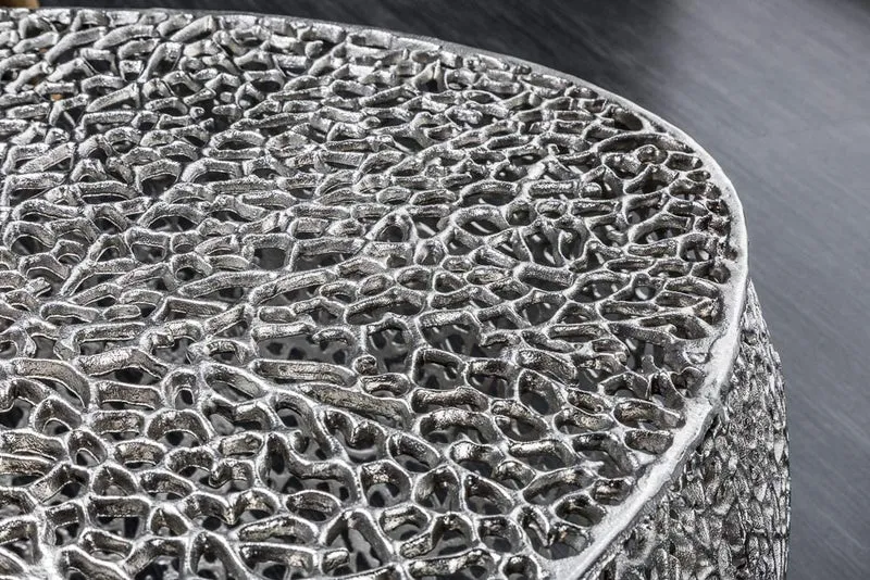 Extravaganter Couchtisch RIXOS ca.120cm Metall silber Handarbeit