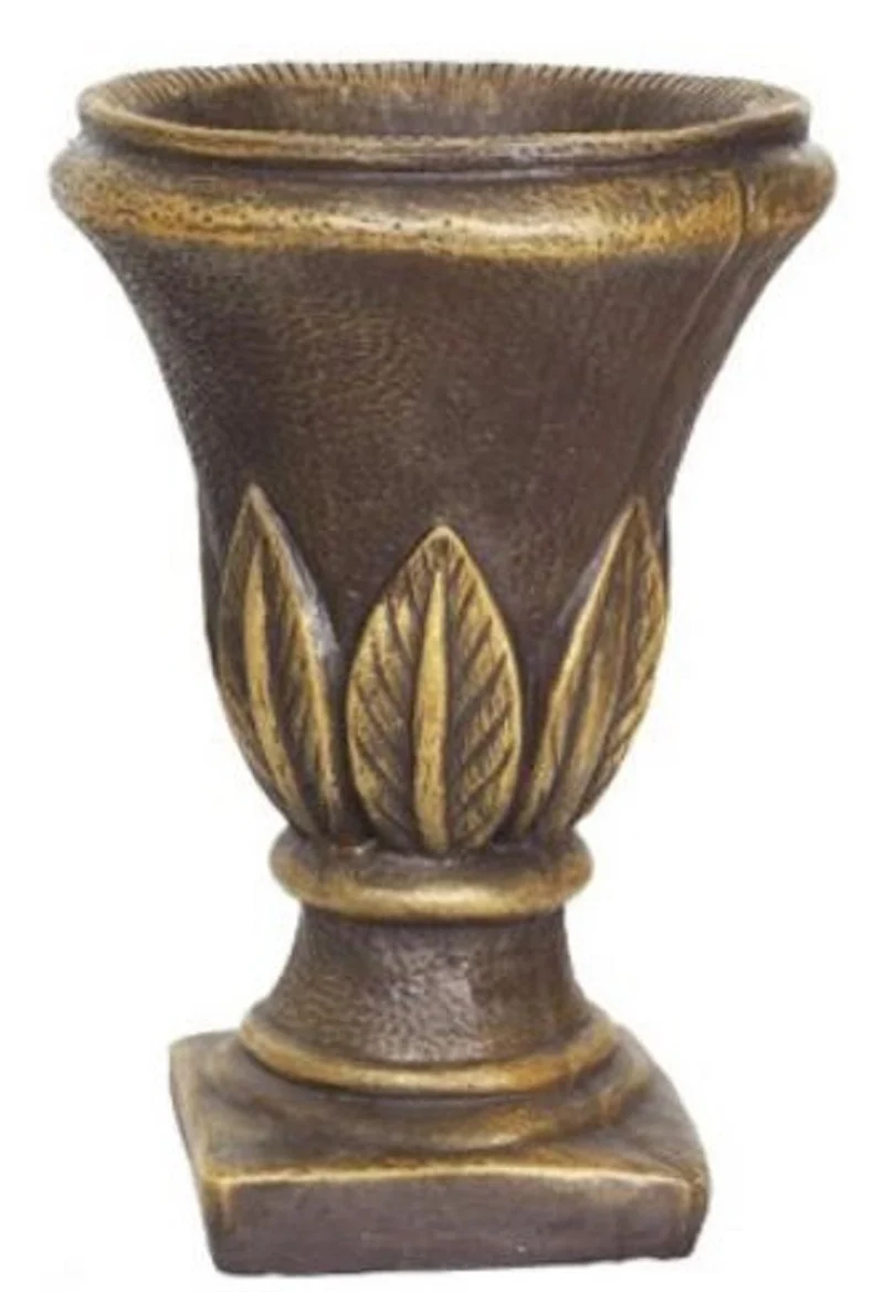 Casa Padrino Barock Blumentopf Antik Braun / Gold Ø 41 x H. 60 cm