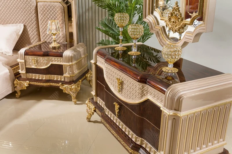 Casa Padrino Luxus Barock Kommode mit Spiegel Dunkelbraun / Grau / Gold - Barock Möbel