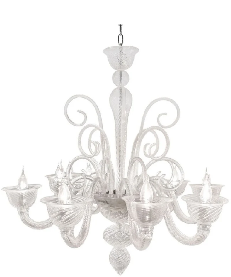 Casa Padrino Luxus Barock Kristall Kronleuchter Silber Ø 80 cm - Prunkvoller Wohnzimmer Kronleuchter im Barockstil - Hotel Kronleuchter - Barock Kristall Leuchten - Barock Interior