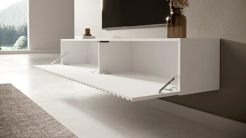 TV-Schrank Telire 175 cm Weiß mit Lamellenfront