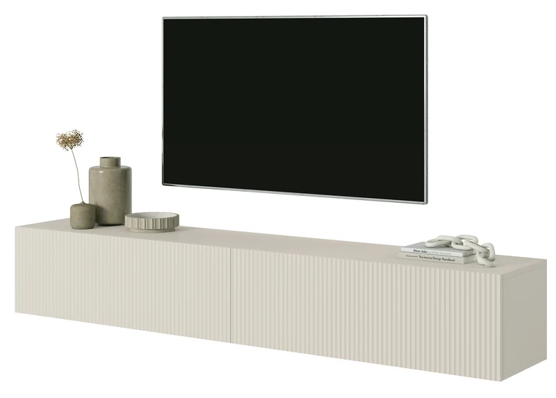 TV-Schrank Veldio mit gefräster Front 175 cm Grau-Beige, hängend