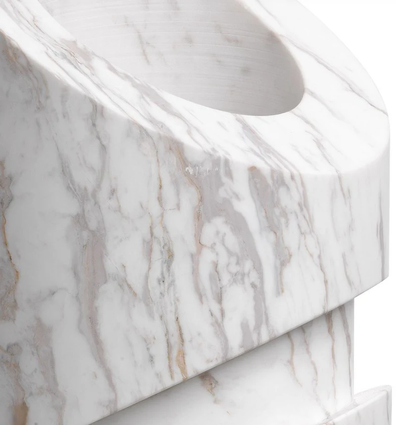 Casa Padrino Luxus Marmor Deko Objekt Weiß Ø 18 x H. 36 cm - Wohnzimmer Deko - Schreibtisch Deko - Marmor Deko Accessoires - Luxus Kollektion