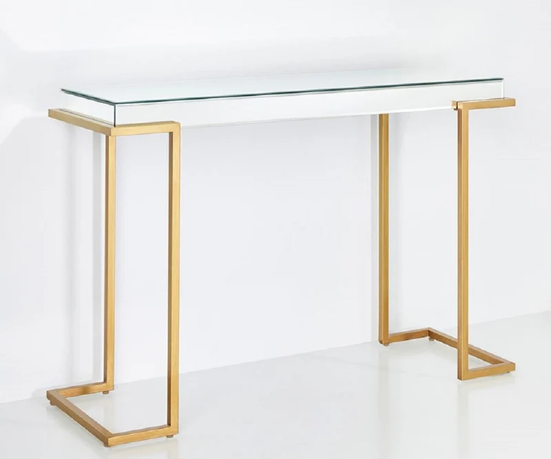 Casa Padrino Luxus Konsole Bronzefarben 116 x 39 x H. 79 cm - Verspiegelter Konsolentisch mit Metallbeinen - Luxus Möbel
