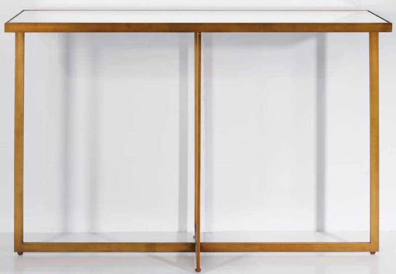 Casa Padrino Luxus Konsole Bronze 120 x 40 x H. 77 cm - Rechteckiger Metall Konsolentisch mit Spiegelglas - Wohnzimmer Möbel