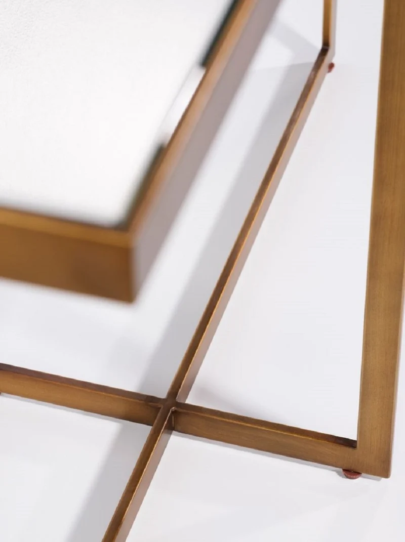 Casa Padrino Luxus Konsole Bronze 120 x 40 x H. 77 cm - Rechteckiger Metall Konsolentisch mit Spiegelglas - Wohnzimmer Möbel