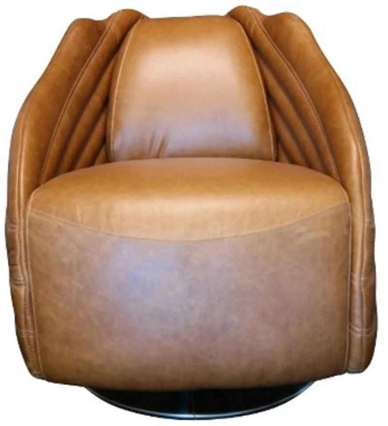 Casa Padrino Luxus Drehsessel im Art Deco Design Hellbraun / Silber 69 x 97 x H. 79 cm