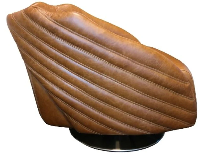 Casa Padrino Luxus Drehsessel im Art Deco Design Hellbraun / Silber 69 x 97 x H. 79 cm