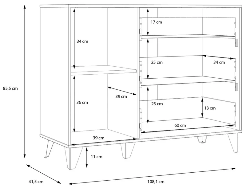 Kommode Sideboard LYA Optik: Mauvella / Cabezone Eiche, von Forte
