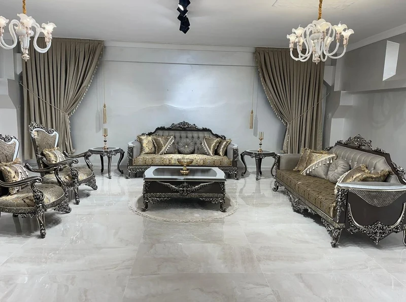 Casa Padrino Luxus Barock Sessel Silber / Gold / Weiß / Schwarz / Silber - Prunkvoller Wohnzimmer Sessel - Barockstil Wohnzimmer Möbel - Luxus Möbel im Barockstil - Barock Einrichtung
