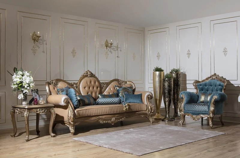 Casa Padrino Luxus Barock Sofa Braun / Gold 260 x 90 x H. 125 cm - Prunkvolles Wohnzimmer Sofa mit dekorativen Kissen - Barock Möbel