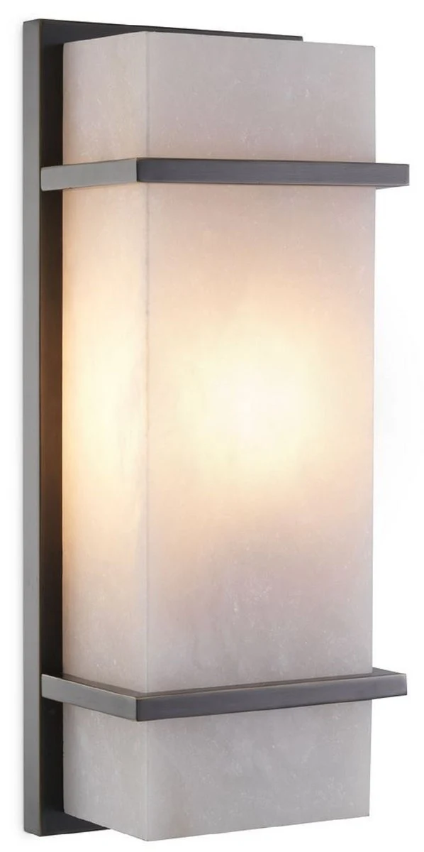Casa Padrino Luxus Wandleuchte Bronze / Alabaster 13 x 9 x H. 34 cm - Elegante Wandlampe mit Alabaster Lampenschirm - Luxus Leuchten