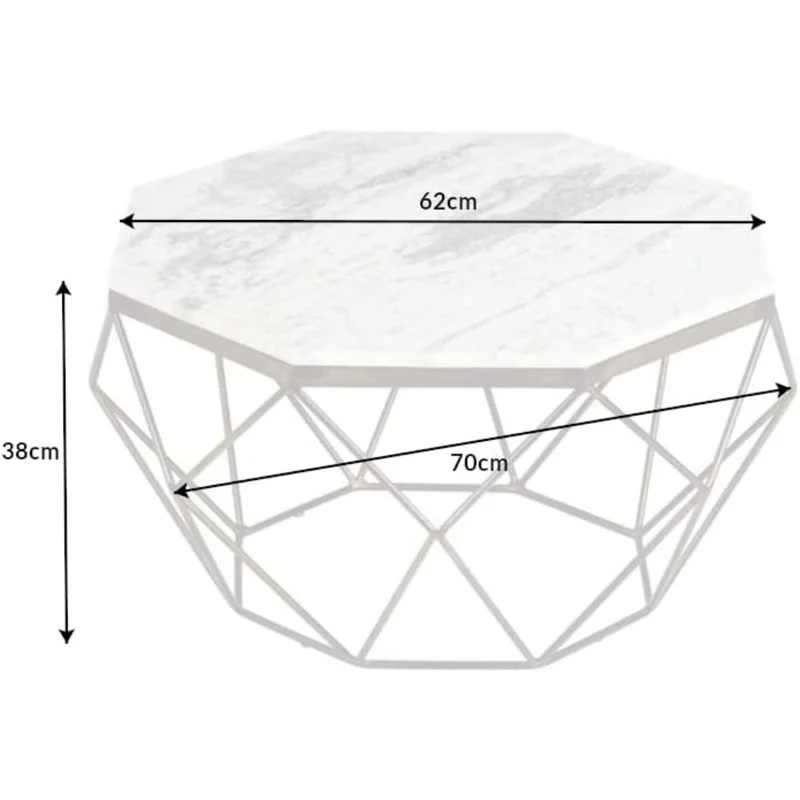 Exklusiver Couchtisch BIJOUX ca.70cm weiss Marmor
