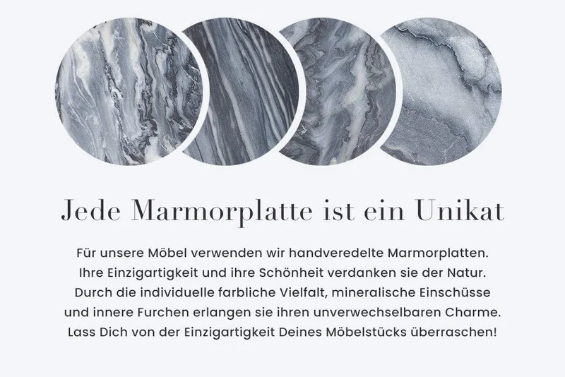 Exklusiver Couchtisch BIJOUX ca.70cm grau Marmor