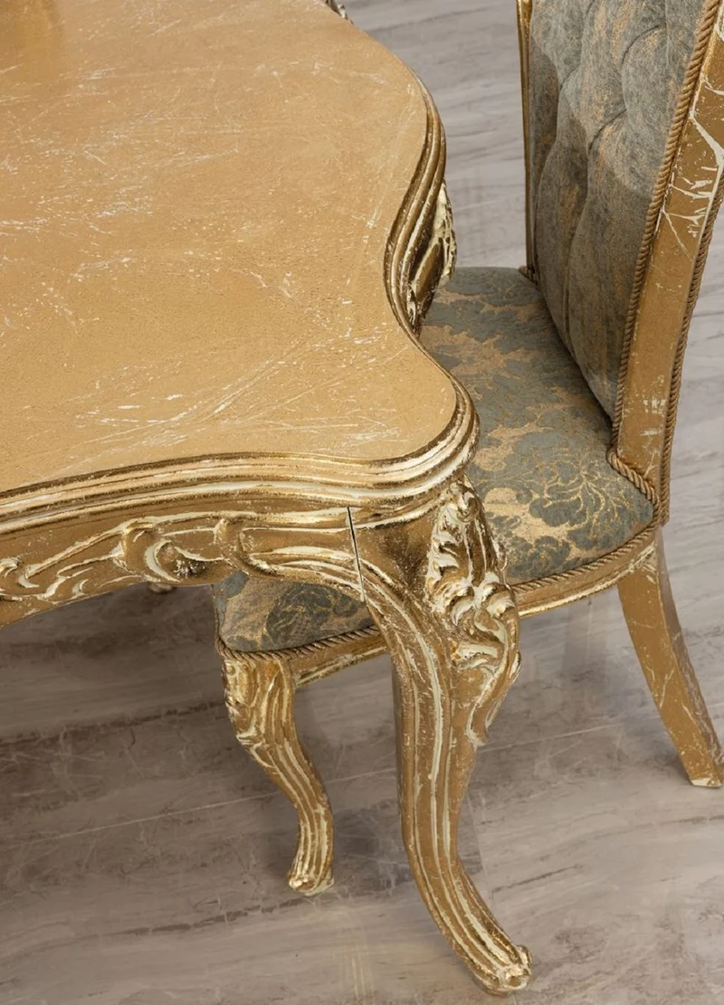 Casa Padrino Luxus Barock Esstisch Antik Gold - Rechteckiger Barockstil Küchentisch - Luxus Esszimmer Möbel im Barockstil - Barock Esszimmer Möbel - Barock Einrichtung