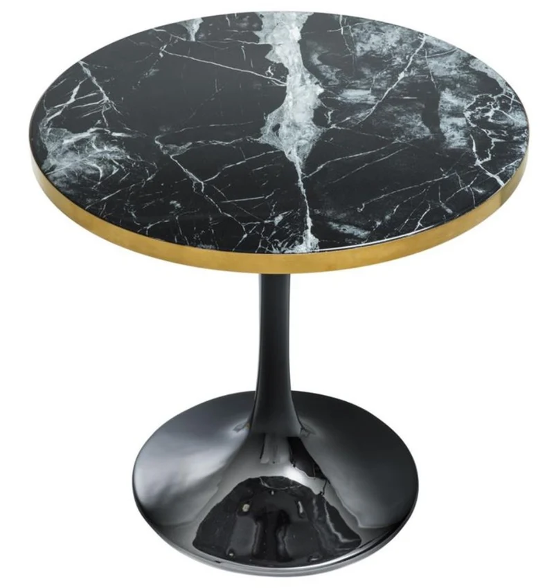Casa Padrino Luxus Beistelltisch Schwarz / Messingfarben Ø 55 x H. 52,5 cm - Luxus Kollektion
