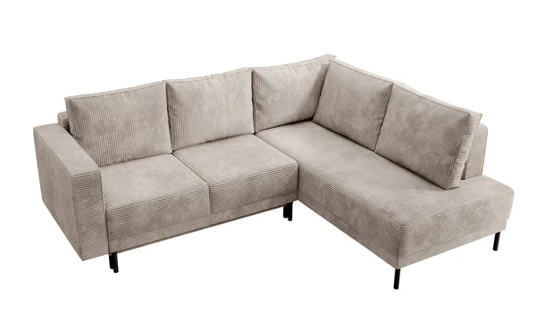 Ecksofa Rodario mit Schlaffunktion und Bettkasten, dunkelbeige Cord, rechtsseitig