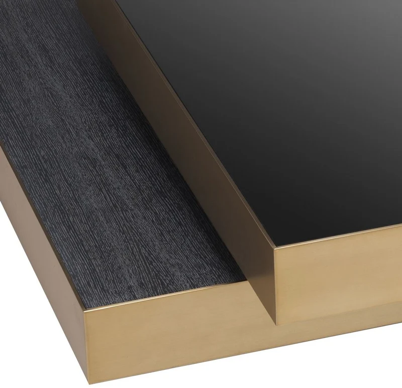 Casa Padrino Luxus Couchtisch Messingfarben / Anthrazitgrau / Schwarz 124 x 135 x H. 32 cm - Moderner Wohnzimmertisch - Wohnzimmer Möbel - Luxus Qualität