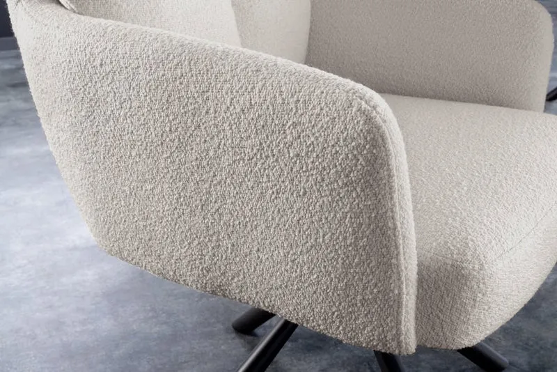 Bequemer Drehstuhl CHARLES mit Federkernpolsterung beige Bouclé