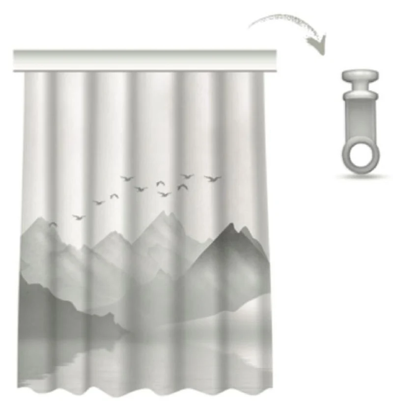 Casa Padrino Luxus Vorhang Set Gebirge mit See Grau 250 x H. 290 cm - Bedruckte Leinen & Samt Vorhänge - Ösenvorhänge - Schiebevorhänge - Edle Wohnzimmer Schlafzimmer Vorhänge