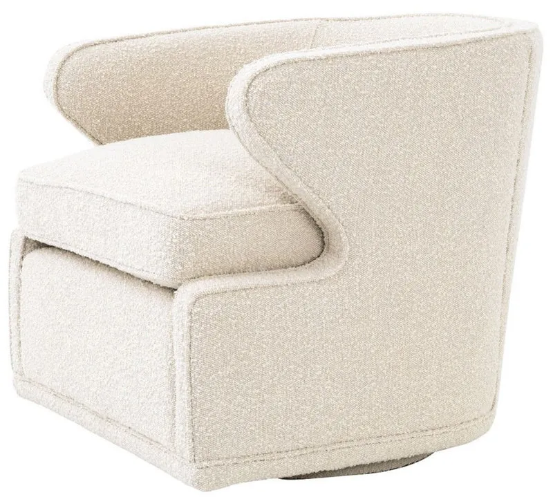 Casa Padrino Luxus Drehsessel Cremefarben 75 x 80 x H. 73 cm - Wohnzimmer Sessel - Luxus Qualität
