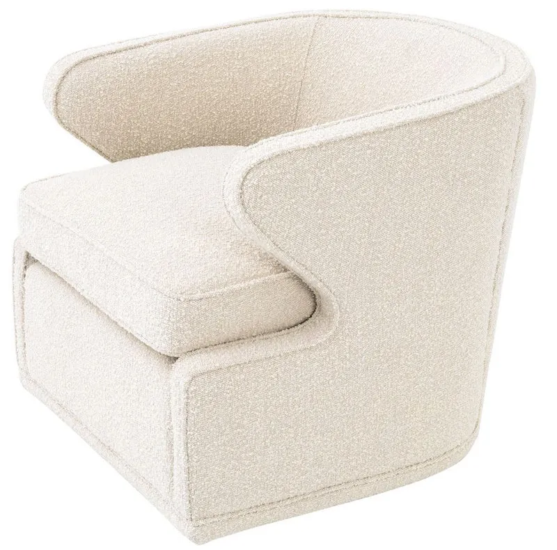 Casa Padrino Luxus Drehsessel Cremefarben 75 x 80 x H. 73 cm - Wohnzimmer Sessel - Luxus Qualität